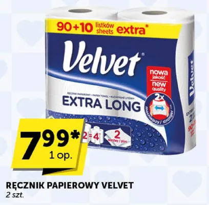 Ręcznik papierowy Velvet Extra Long promocja w Euro Sklep
