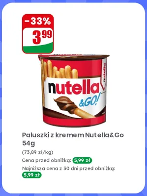 Paluszki z kremem Nutella & Go promocja w Dino