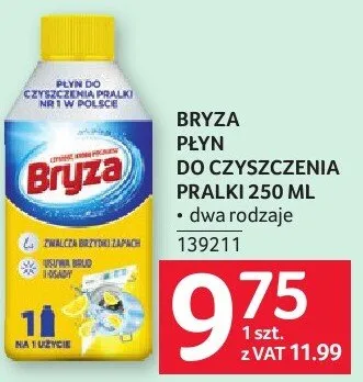 Płyn do czyszczenia pralkI BRYZA PŁYN DO CZYSZCZENIA PRALKI 250 ML dwa rodzaje promocja w Selgros