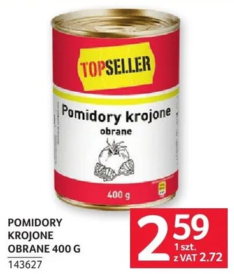 Pomidory krojone obrane Topseller 400 g promocja w Selgros