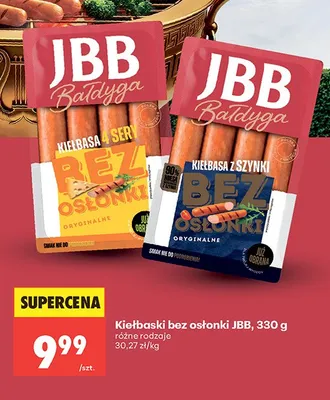Kiełbaski bez osłonki 4 sery JBB Bałdyga promocja w Biedronka
