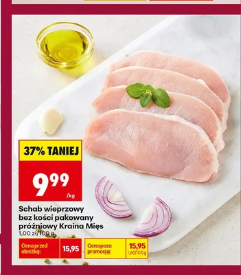 Schab wieprzowy bez kości pakowany próżniowo Kraina Mięs promocja w Biedronka