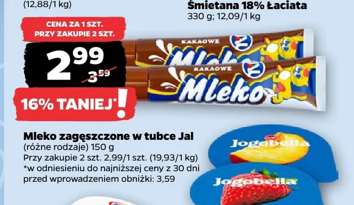 Mleko zagęszczone w tubce Jal promocja w Netto
