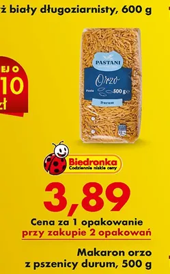 Makaron orzo z pszenicy durum promocja w Biedronka