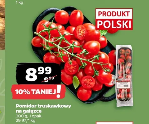 Pomidor truskawkowy na gałązce promocja w Netto