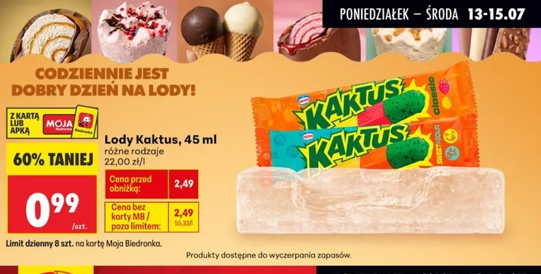 Lody Kaktus Classic promocja w Biedronka