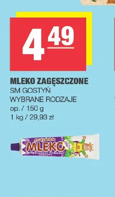 Mleko zagęszczone SM Gostyń promocja w SPAR