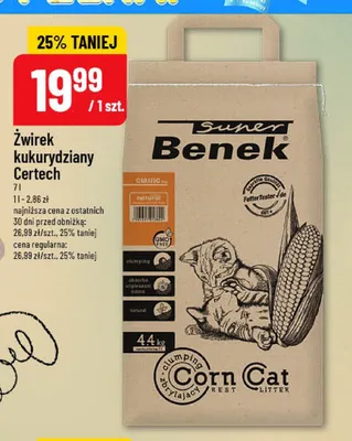 Żwirek kukurydziany Certech Super Benek Corn Cat promocja w POLOmarket