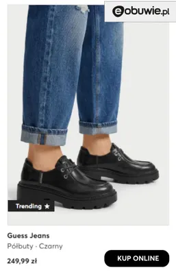Półbuty Guess Jeans czarny promocja w eobuwie.pl