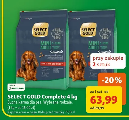 Sucha karma dla psa SELECT GOLD Complete promocja w MAXI ZOO