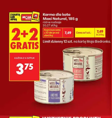 Karma dla kota Maxi Natural indyk z przepiórką promocja w Biedronka