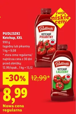Ketchup XXL Pudliszki łagodny promocja w Lidl