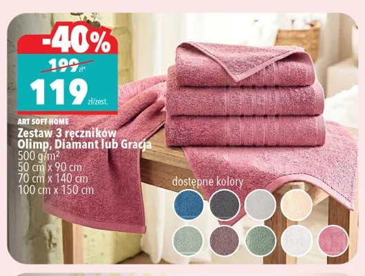 Zestaw 3 ręczników ART SOFT HOME promocja w Biedronka Home