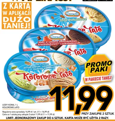 Lody o smaku śmietankowo truskawkowo czekoladowym Kolorowe Lato promocja w Kupiec