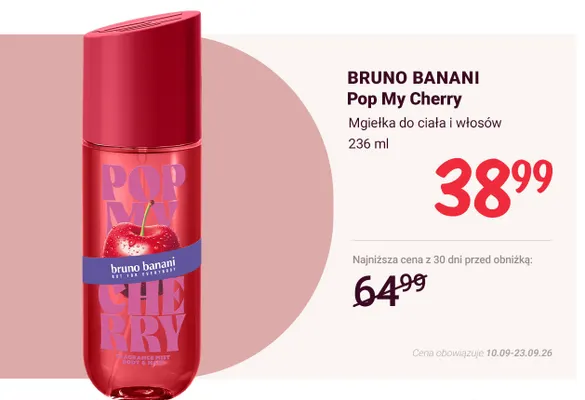 Mgiełka do ciała i włosów Pop My Cherry Bruno Banani promocja w Rossmann