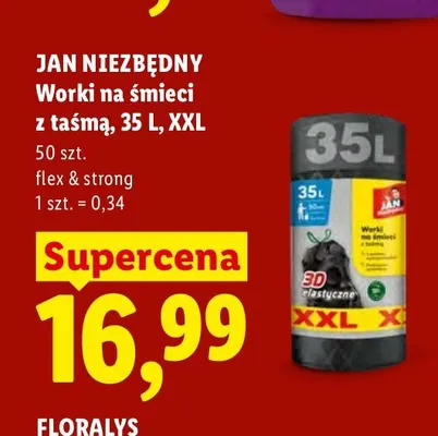 Worki na śmieci z taśmą Jan Niezbędny 35 l XXL promocja w Lidl