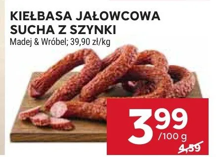 Kiełbasa jałowcowa sucha z szynki promocja w Stokrotka