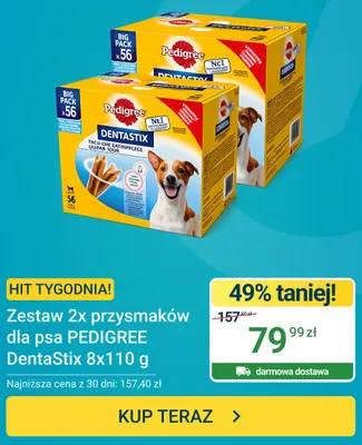 Zestaw 2x przysmaków dla psa Pedigree DentaStix 8x110 g promocja w ERLI