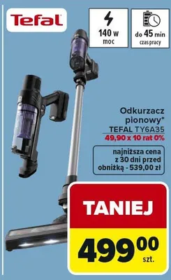 Odkurzacz pionowy TEFAL TY6A35 promocja w Carrefour