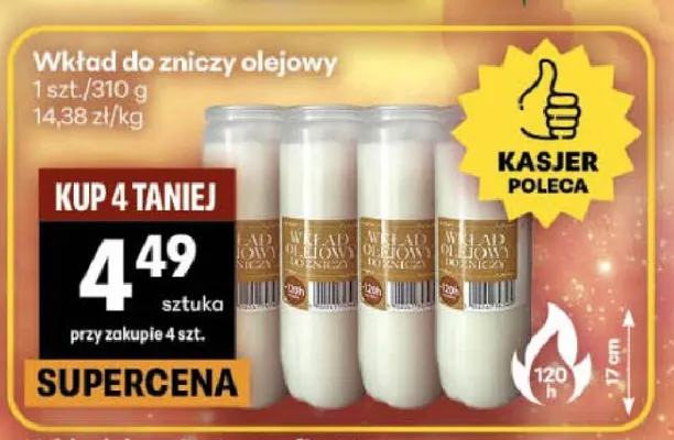 Wkład do zniczy olejowy promocja w Delikatesy Centrum