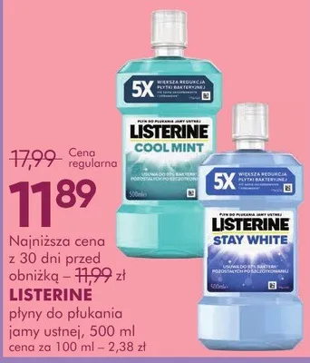 Płyn do płukania jamy ustnej LISTERINE Cool Mint, Stay White płyn do płukania jamy ustnej promocja w Makro