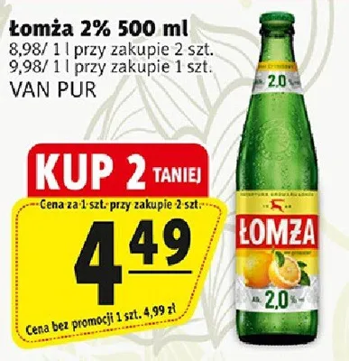 Piwo Łomża 2% Van Pur promocja w Prim Market