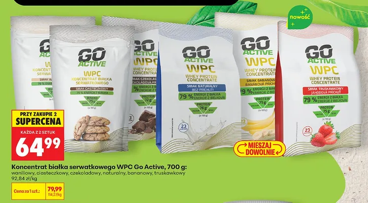 Koncentrat białka serwatkowego WPC Go Active waniliowy promocja w Biedronka