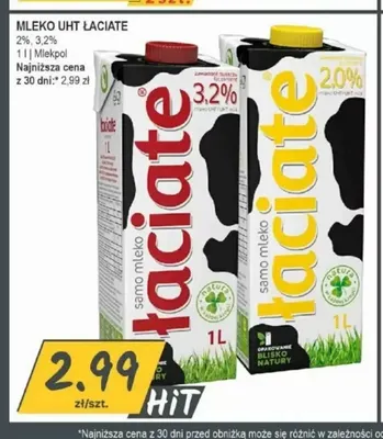 Mleko UHT Łaciate 3,2% promocja w Słoneczko