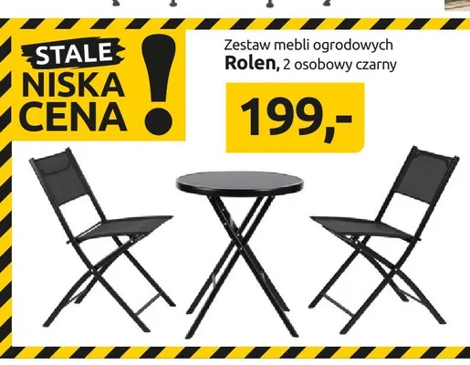 Zestaw mebli ogrodowych Rolen 2-osobowy czarny promocja w Black Red White