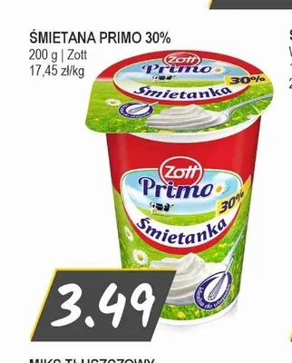 Śmietana Primo Zott 30% promocja w Słoneczko