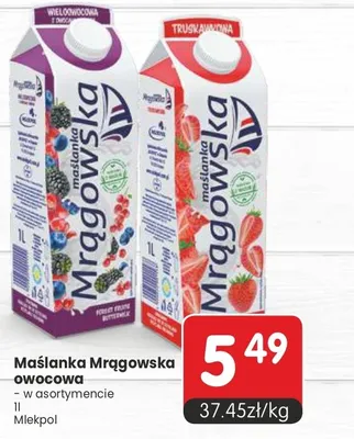 Maślanka Mrągowska owocowa truskawkowa Mlekpol promocja w Market Point