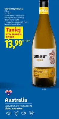 Wino białe wytrawne Chardonnay Cimarosa promocja w Lidl