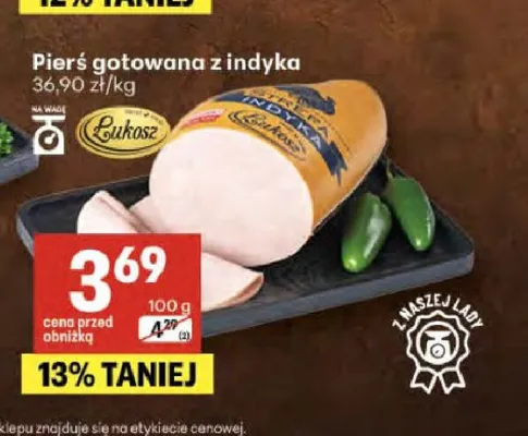 Pierś gotowana z indyka Łukosz promocja w Delikatesy Centrum