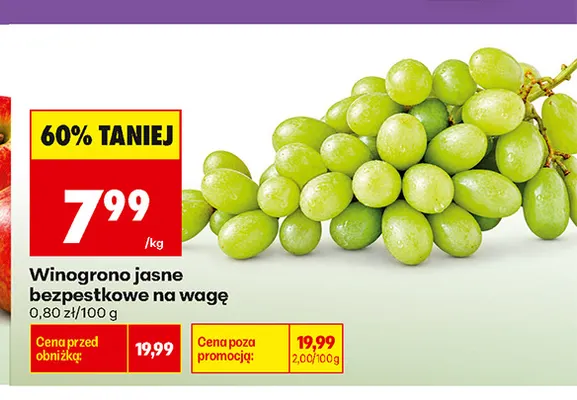 Winogrona jasne bezpestkowe promocja w Biedronka