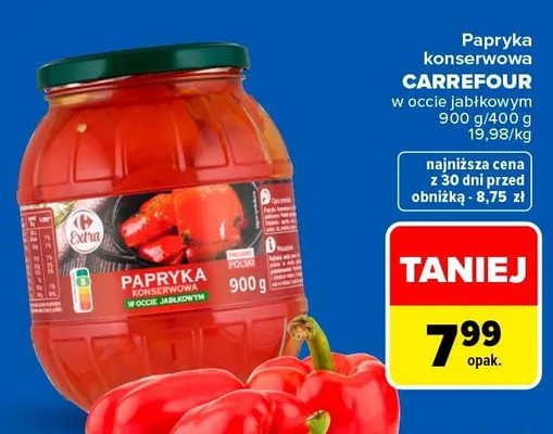 Papryka konserwowa Carrefour w occie jabłkowym promocja w Carrefour Market