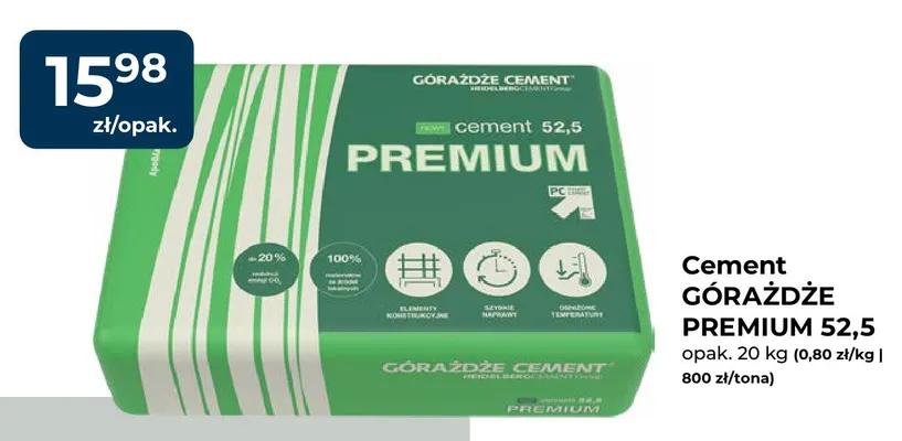Cement Górażdże Premium 52,5 promocja w PSB Mrówka