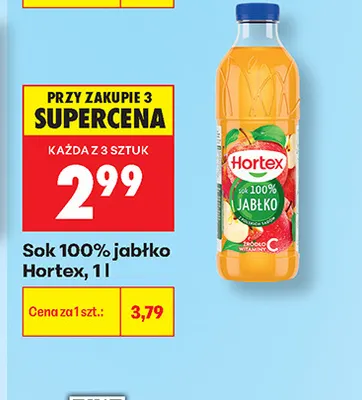 Sok jabłko Hortex 100% promocja w Biedronka