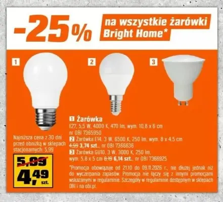 Żarówka GU10 Bright Home promocja w OBI