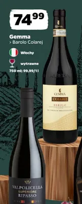Wino czerwone wytrawne Gemma Barolo Colarej promocja w Netto