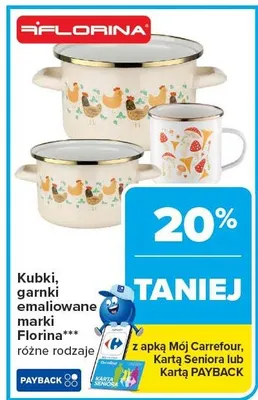 Kubki, garnki emaliowane marki Florina promocja w Carrefour