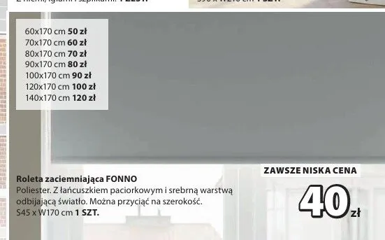 Roleta zaciemniająca FONNO S45xW170 cm promocja w Jysk