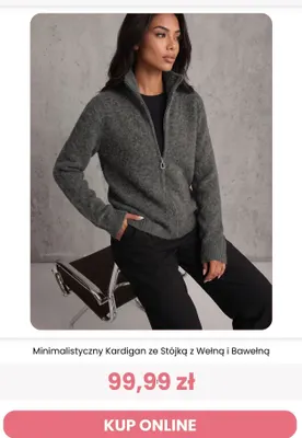 Minimalistyczny kardigan ze stójką z wełną i bawełną Reneé promocja w Renee