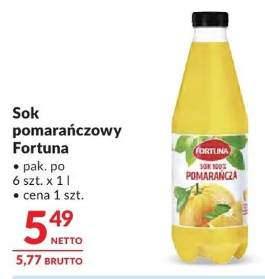 Sok pomarańczowy Fortuna promocja w Makro