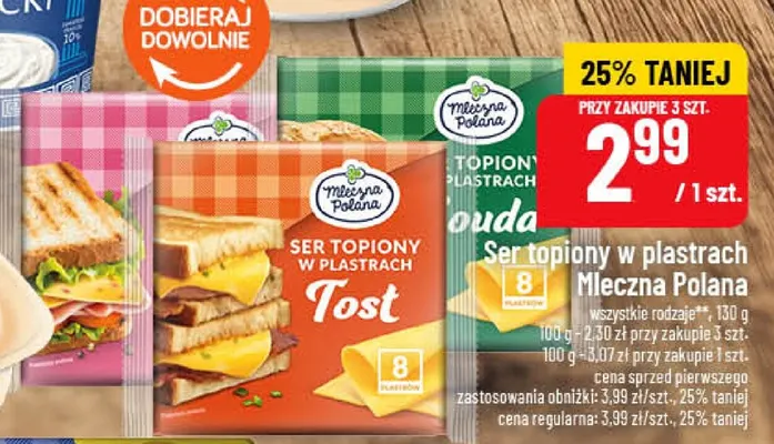 Ser topiony w plastrach Tost Mleczna Polana promocja w POLOmarket