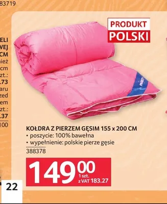 Kołdra z pierzem gęsim 155x200 cm promocja w Selgros