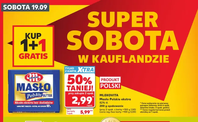 Masło Polskie ekstra Mlekovita 82% promocja w Kaufland