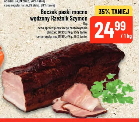 Boczek paski mocno wędzony Rzeźnik Szymon promocja w POLOmarket