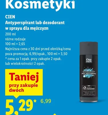 Antyperspirant lub dezodorant w sprayu dla mężczyzn promocja w Lidl
