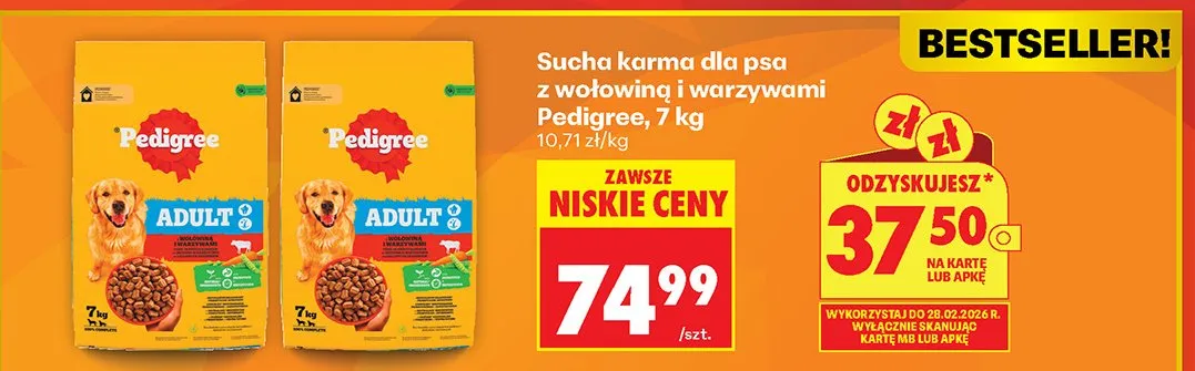 Sucha karma dla psa z wołowiną i warzywami, 7kg promocja w Biedronka