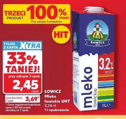 Mleko łowickie UHT 3,2% tł. promocja w Kaufland